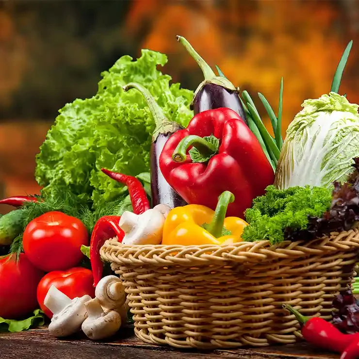 A punnet of fresh vegetables.